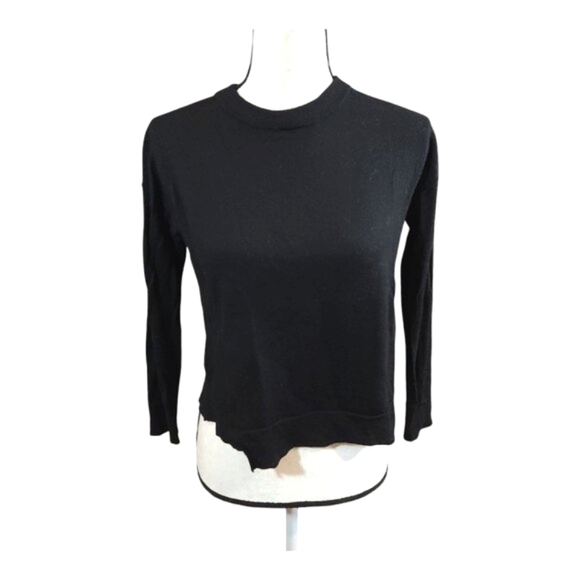 Zadig & Voltaire Distressed Black Lightweight Merino Wool Sweater Women's XS - Picture 1 of 7